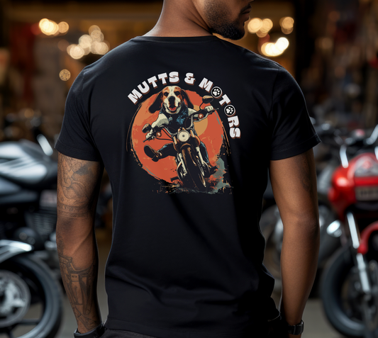 Mutts & Motors Beagle Riding a Motorcycle T-shirt | Retro Bike Graphic Gift Tee | Biker | Doggy | Dog | Classic | Motorbike