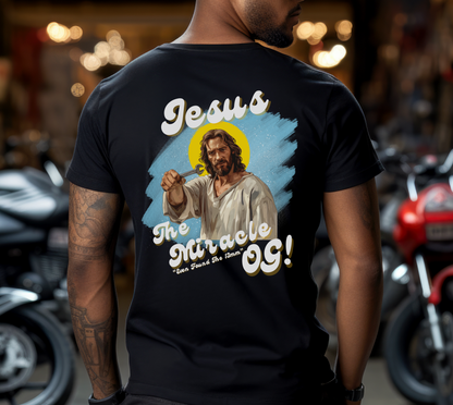 VW Jesus 'The Miracle OG!' T-shirt | 13mm Spanner | Retro Car Graphic Gift Tee | Beetle | Splitscreen | Birthday | Classic | Bay Window