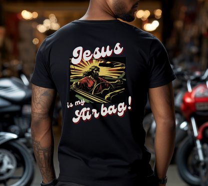 Jesus is my Airbag T-shirt | Retro Car Graphic Gift Tee | Vintage | Jesus | Birthday | Classic | Unisex | Joke