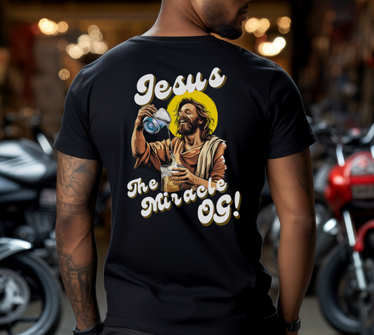 Jesus 'The Miracle OG!' T-shirt | Retro Car Graphic Gift Tee | Vintage | Funny | Birthday | Classic | Unisex | Joke