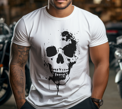Painted Skull T-shirt | Retro Bike Graphic Gift Tee | Biker | Classic Car | Motorbike | Rock | Gothic | Horrir