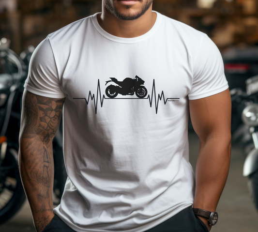 Kawasaki H2 Supercharged Ninja Heartbeat T-shirt  | Graphic Gift Tee | Birthday | Sports Motorcycle | Biker | Shirt |